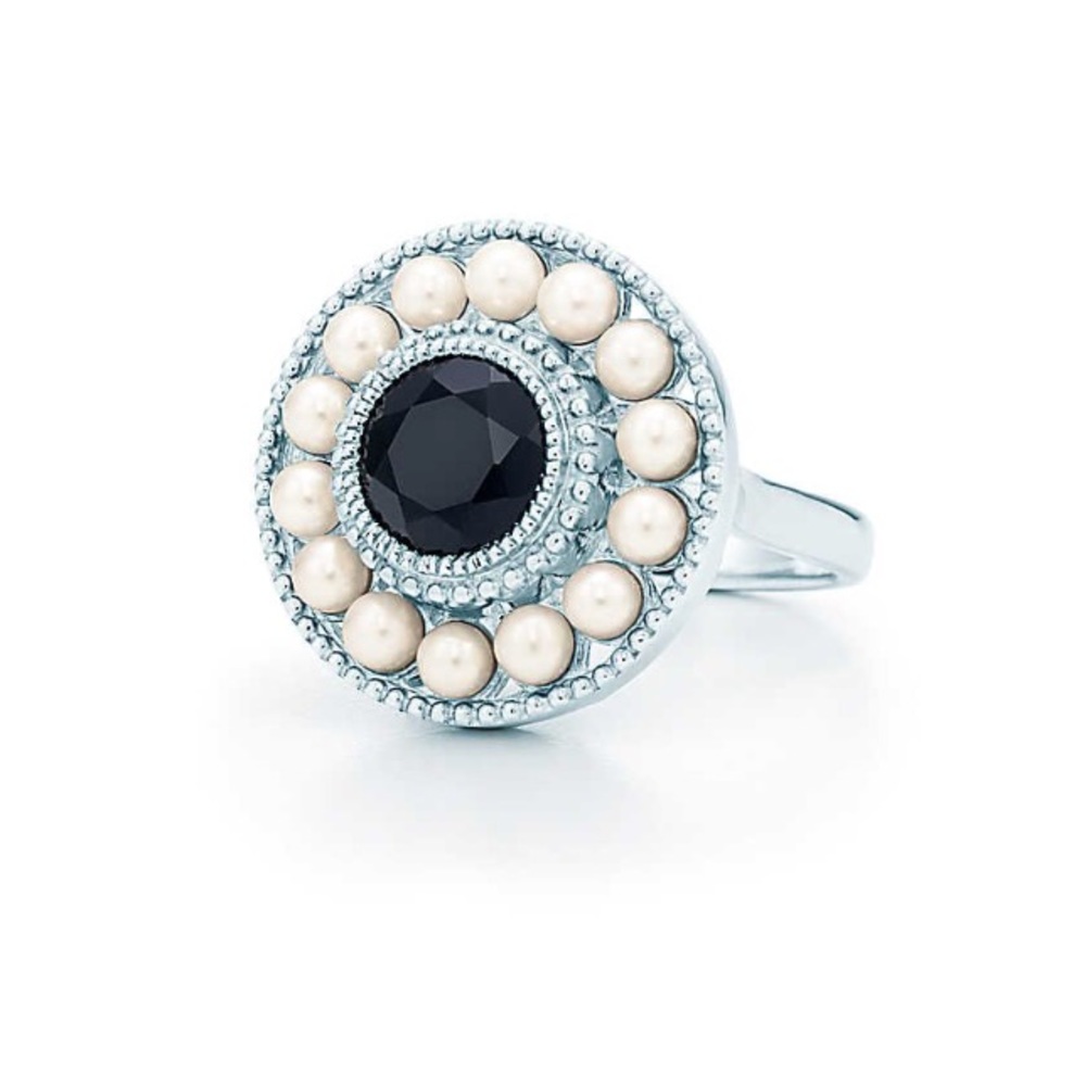 Tiffany Ziegfeld Pearl & Onyx Cocktail Ring